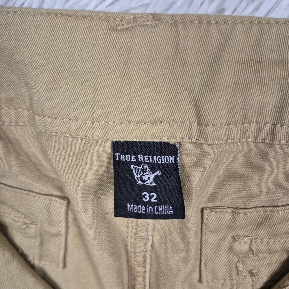 True Religion Mens Tan Khaki‎ Cotton Cargo Shorts Size 32 G3L9Z8VX02340